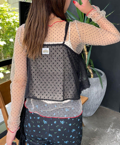 【HELLO.SANFRANCISCO/哈羅舊金山】不對稱荷葉邊點點蕾絲吊帶