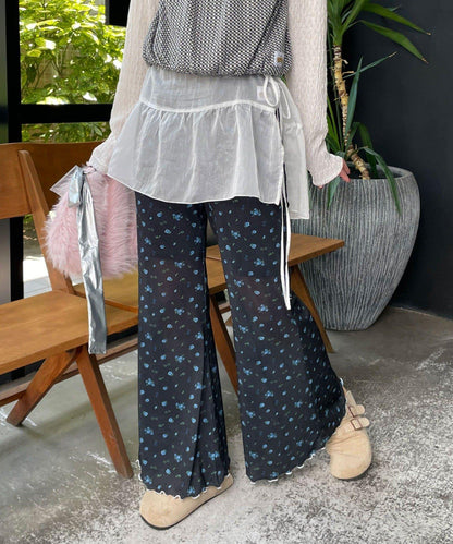 【HELLO.SANFRANCISCO/哈羅舊金山】花色絨布印花喇叭褲