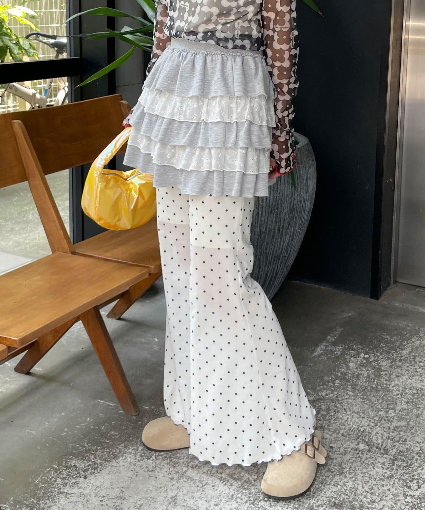 【HELLO.SANFRANCISCO/哈羅舊金山】花色絨布印花喇叭褲