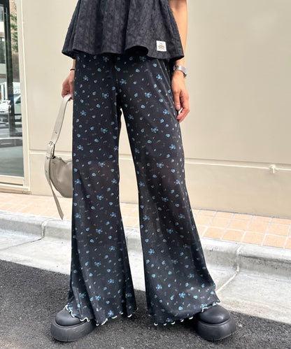 H.S款式絨布印花喇叭褲