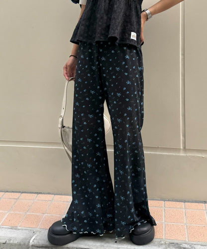 H.S款式絨布印花喇叭褲