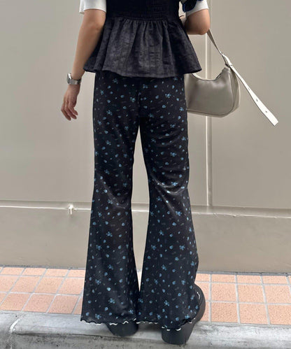 H.S款式絨布印花喇叭褲