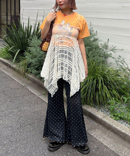 【HELLO.SANFRANCISCO/哈羅舊金山】花色絨布印花喇叭褲