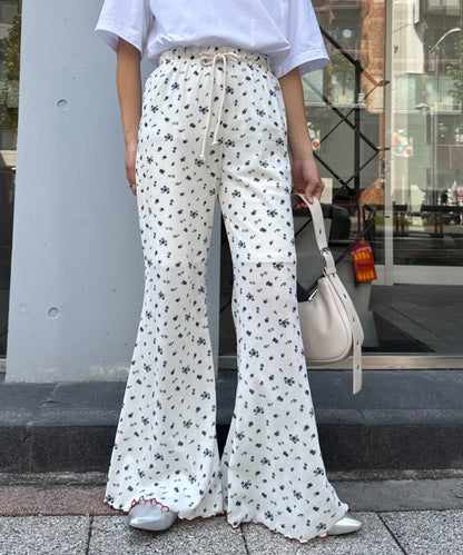 H.S款式絨布印花喇叭褲