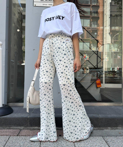 H.S款式絨布印花喇叭褲