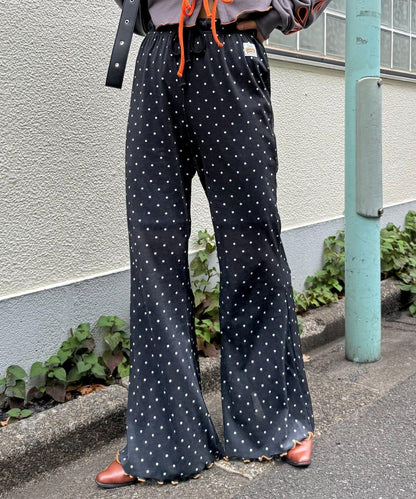 H.S款式絨布印花喇叭褲