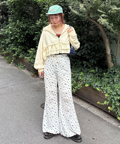 【HELLO.SANFRANCISCO/哈羅舊金山】花色絨布印花喇叭褲