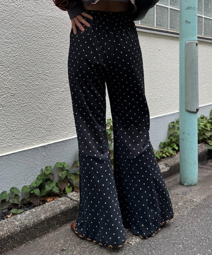 H.S款式絨布印花喇叭褲