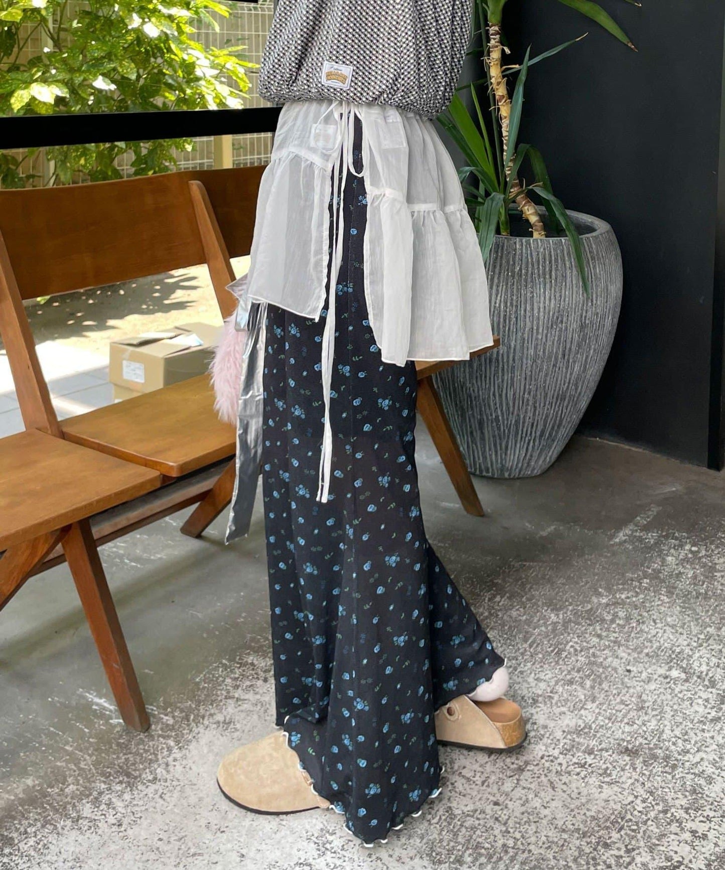 【HELLO.SANFRANCISCO/哈羅舊金山】花色絨布印花喇叭褲