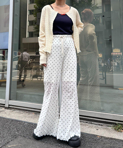 H.S款式絨布印花喇叭褲