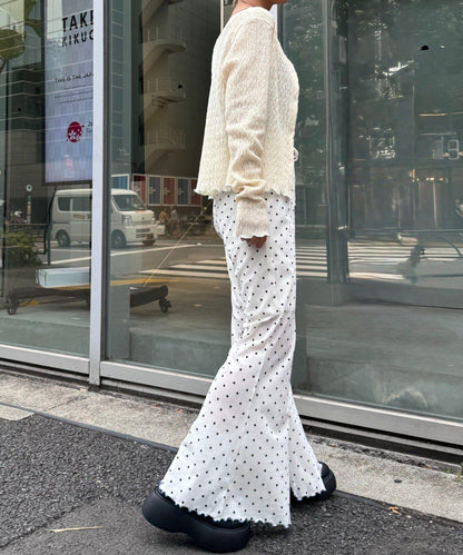 H.S款式絨布印花喇叭褲