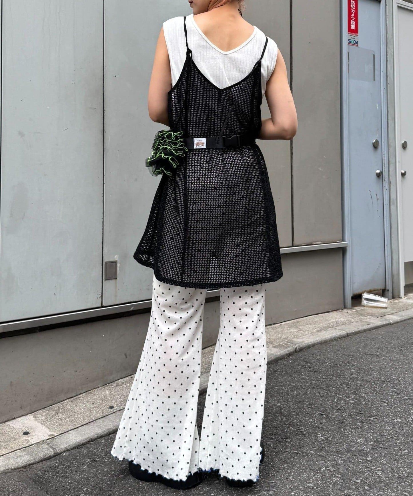 H.S款式絨布印花喇叭褲