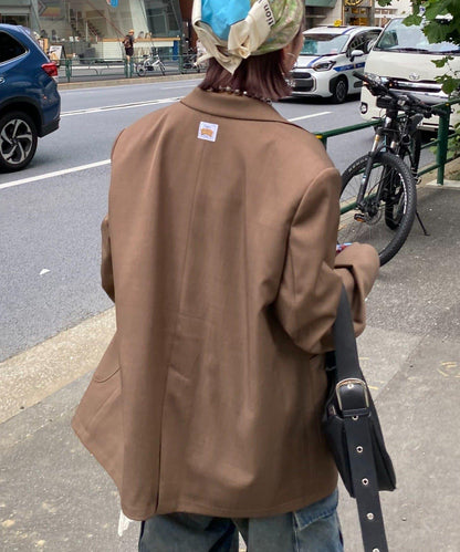 H.S名稱刺繡雛菊紐扣寬鬆夾克