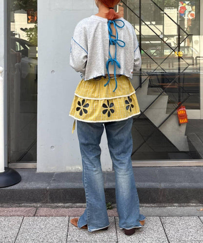 H.S多功能花朵剪裁卷邊裙