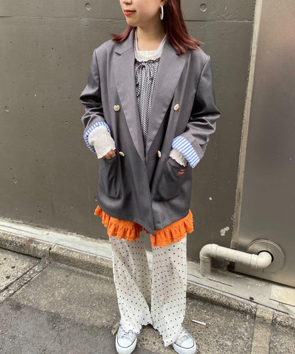 H.S名稱刺繡雛菊紐扣寬鬆夾克