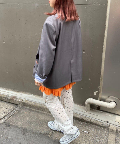 H.S名稱刺繡雛菊紐扣寬鬆夾克