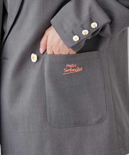 H.S名稱刺繡雛菊紐扣寬鬆夾克