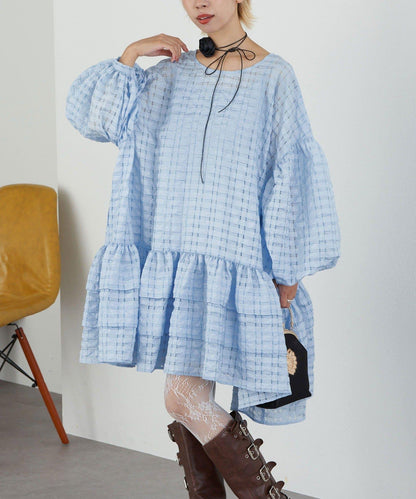 【Ciaopanic】【Lumé】透視格紋寬鬆大廓形迷你連衣裙