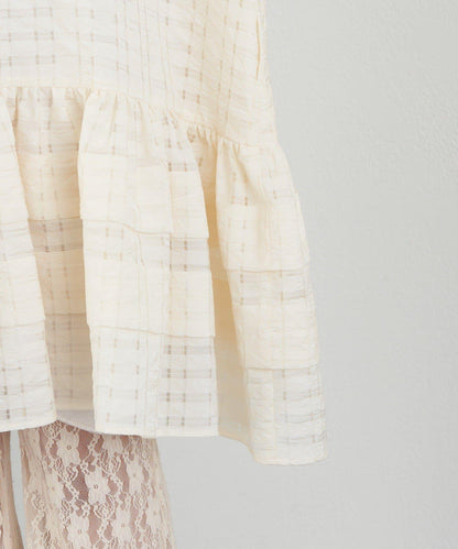 【Ciaopanic】【Lumé】透視格紋寬鬆大廓形迷你連衣裙