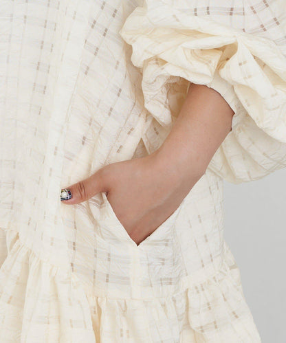 【Ciaopanic】【Lumé】透視格紋寬鬆大廓形迷你連衣裙