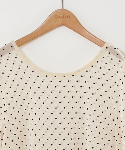 【Lumé/ルメ】下襬荷葉邊圓點雪紡上衣