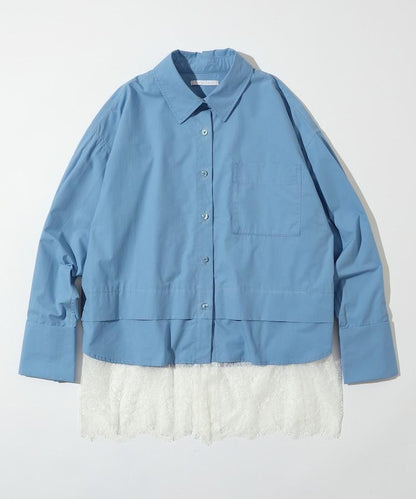 超大尺碼 蕾絲疊層襯衫