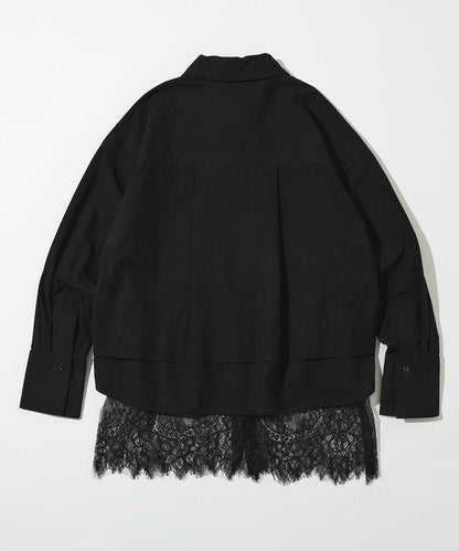 超大尺碼 蕾絲疊層襯衫