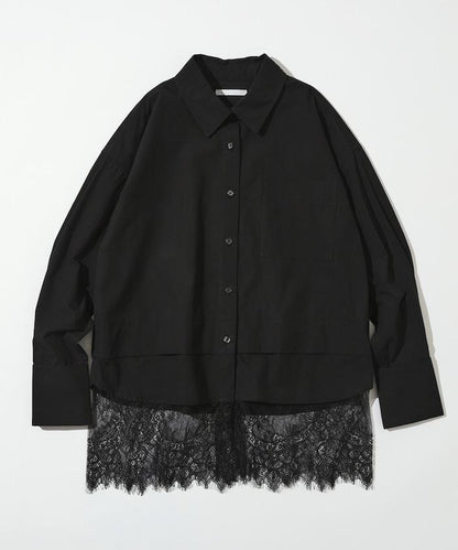 超大尺碼 蕾絲疊層襯衫