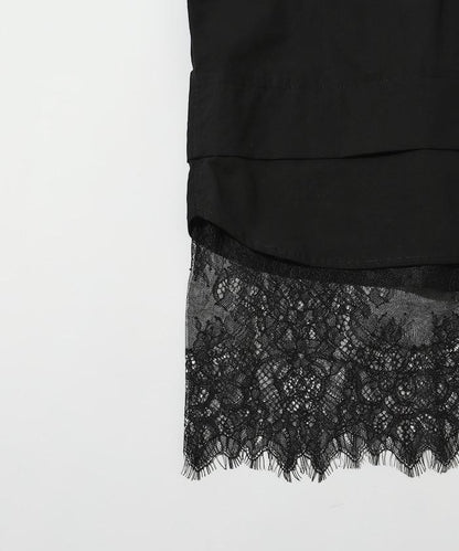 超大尺碼 蕾絲疊層襯衫