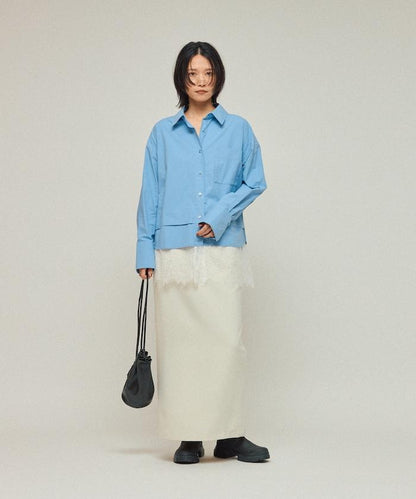 超大尺碼 蕾絲疊層襯衫