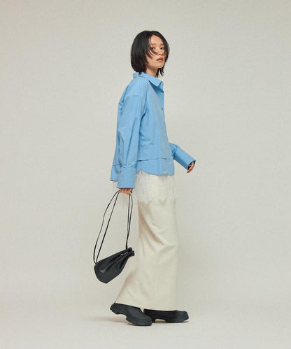 超大尺碼 蕾絲疊層襯衫