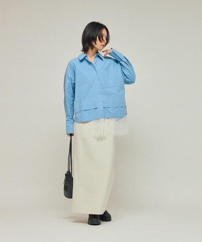 超大尺碼 蕾絲疊層襯衫