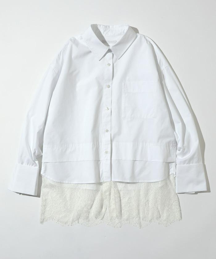 超大尺碼 蕾絲疊層襯衫