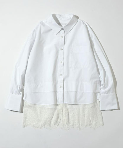 超大尺碼 蕾絲疊層襯衫