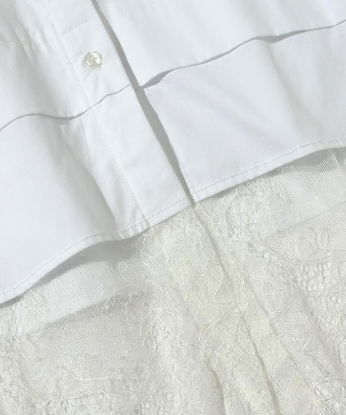 超大尺碼 蕾絲疊層襯衫