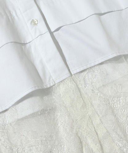 超大尺碼 蕾絲疊層襯衫