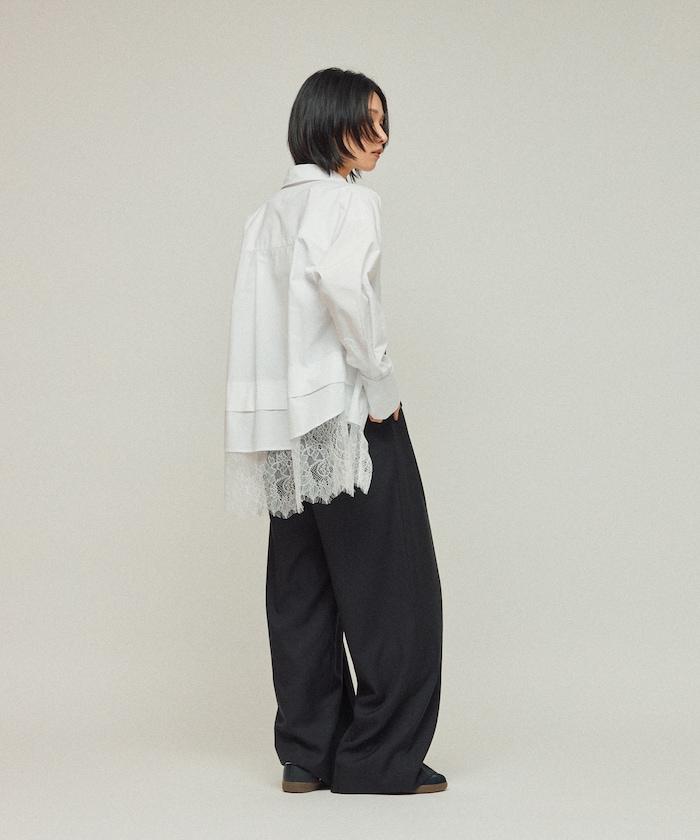 超大尺碼 蕾絲疊層襯衫