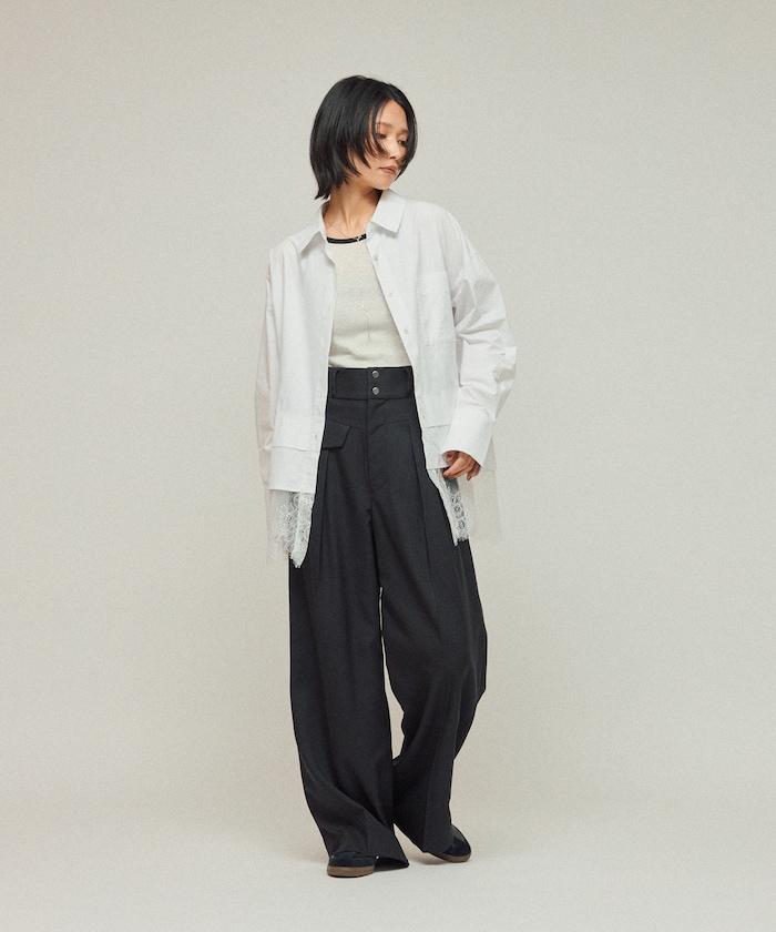 超大尺碼 蕾絲疊層襯衫