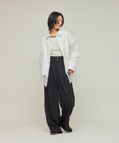 超大尺碼 蕾絲疊層襯衫