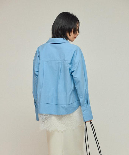 超大尺碼 蕾絲疊層襯衫