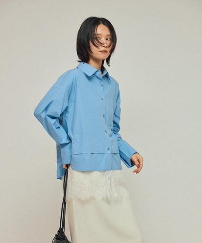 超大尺碼 蕾絲疊層襯衫