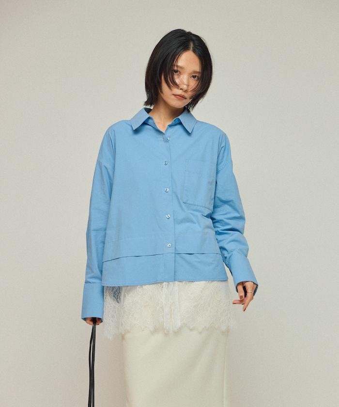 超大尺碼 蕾絲疊層襯衫