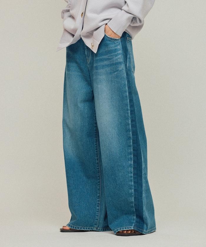 側條紋牛仔褲 / 寬鬆剪裁 曲線牛仔褲 / JL253P10