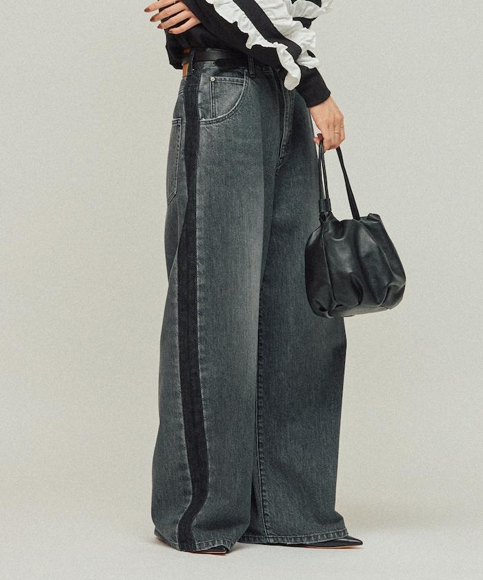 側條紋牛仔褲 / 寬鬆剪裁 曲線牛仔褲 / JL253P10