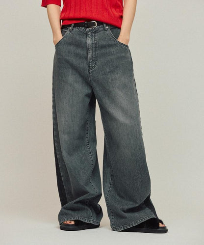 側條紋牛仔褲 / 寬鬆剪裁 曲線牛仔褲 / JL253P10