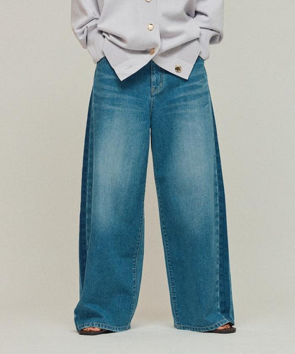 側條紋牛仔褲 / 寬鬆剪裁 曲線牛仔褲 / JL253P10