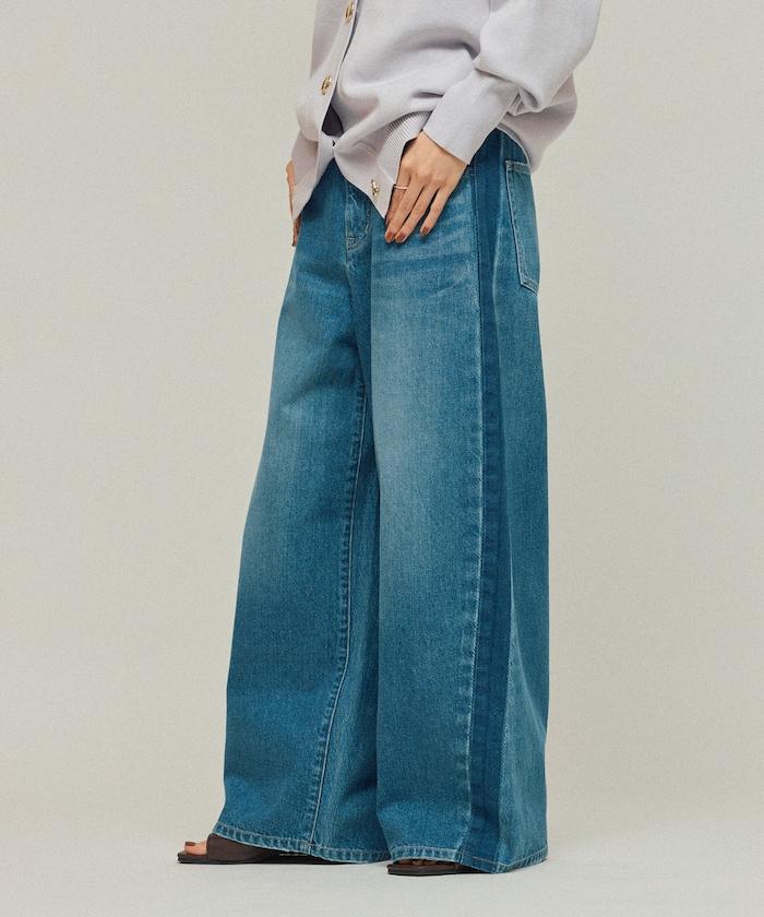 側條紋牛仔褲 / 寬鬆剪裁 曲線牛仔褲 / JL253P10