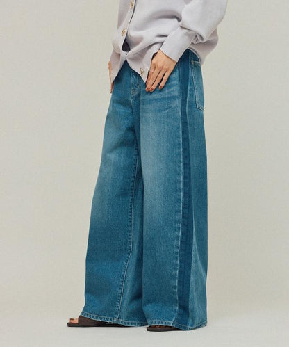 側條紋牛仔褲 / 寬鬆剪裁 曲線牛仔褲 / JL253P10