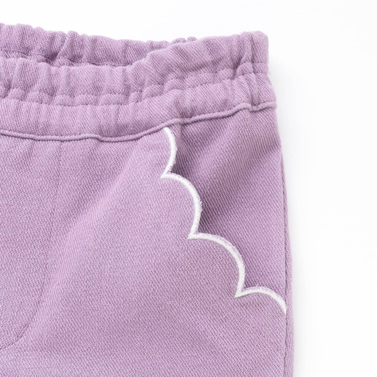 翻邊花邊口袋針織斜紋長褲