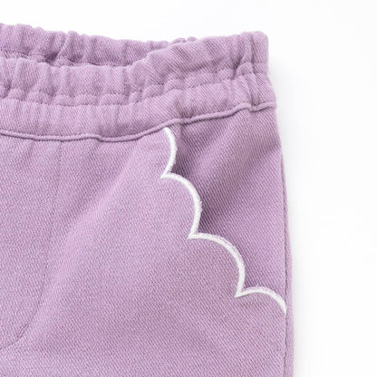 翻邊花邊口袋針織斜紋長褲